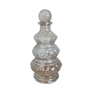 Vintage Clear Glass Bubble Bottle Decanter 8” Depose Modele